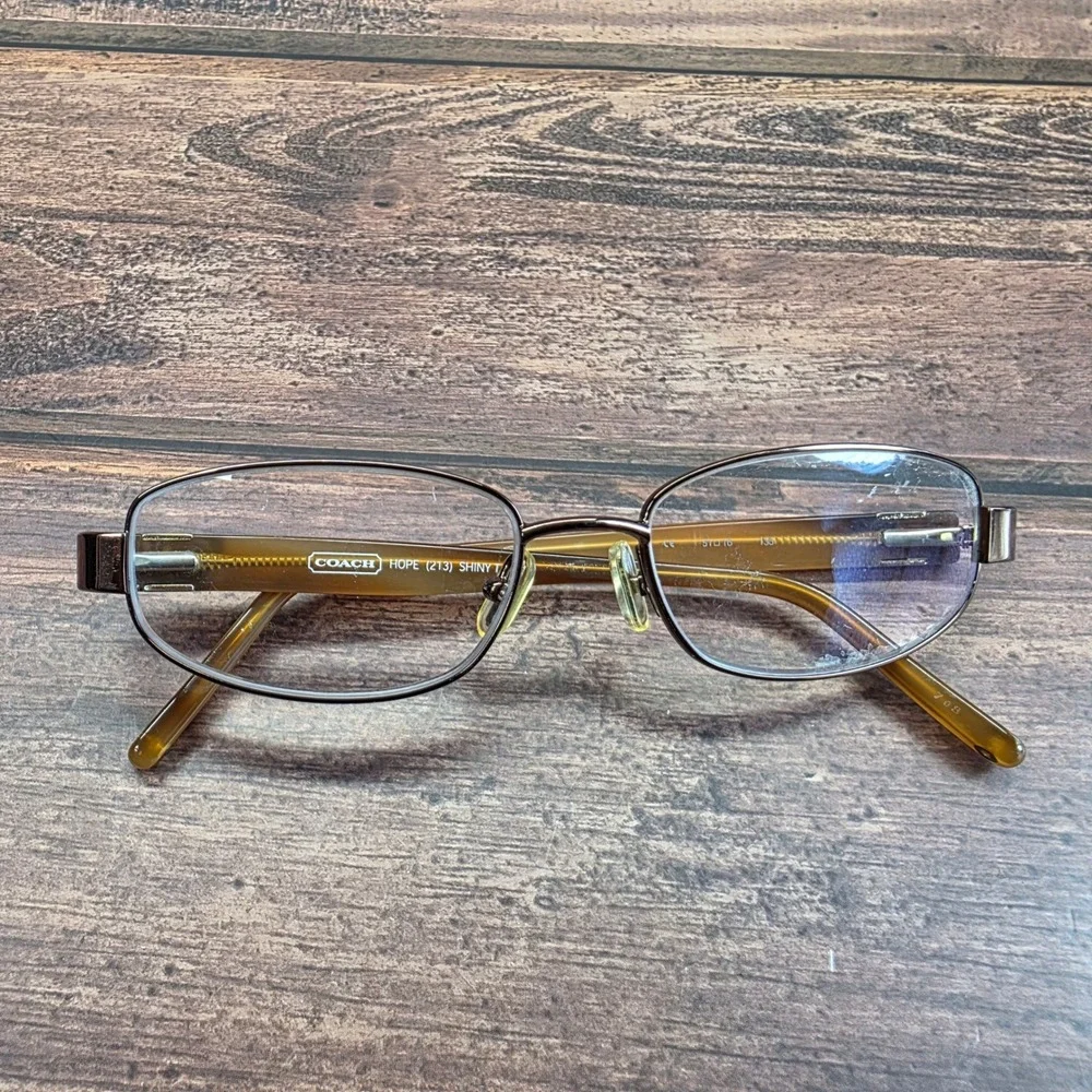 Coach Hope 213 Shiny Tan Brown Oval Eyeglasses Frames 51-16-135